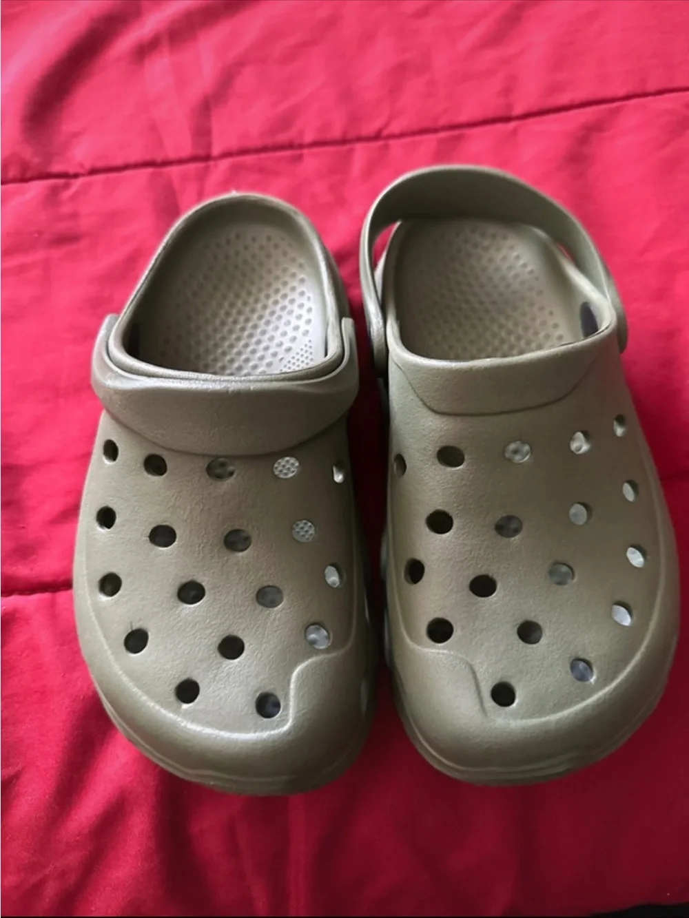 Kids Olive Green Slip-On Clog Sandals with Heel Strap